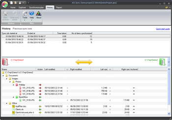 AJC Sync history tab