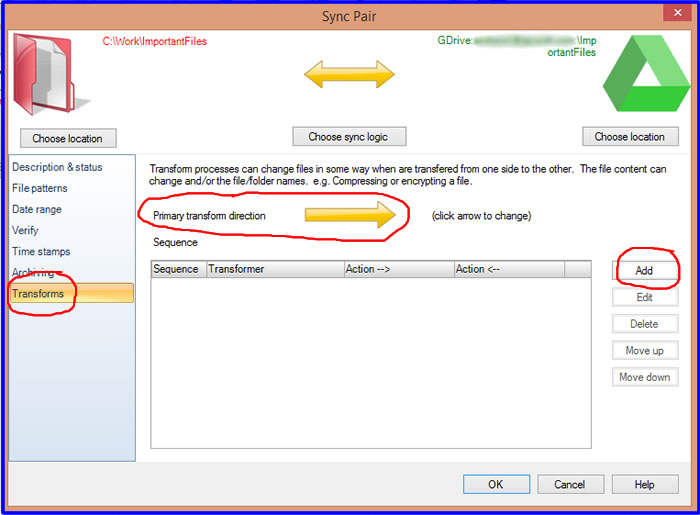 Transform sync pair