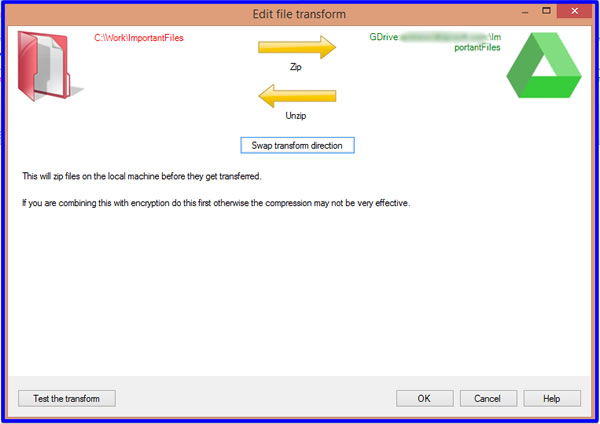 Transform zip settings